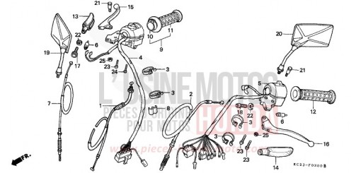 LEVIER DE GUIDON/COMMUTATEUR/CABLE (E/ED/F/G/SD/SW) CM125CJ de 1988